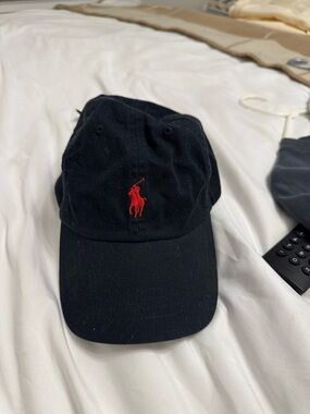 Ralph Lauren Black Cap with Red Pony Logo